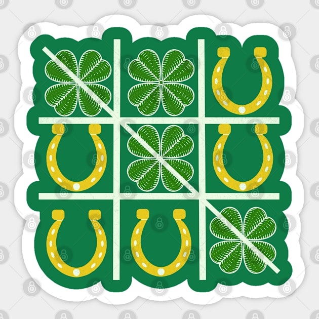 Shamrocks and Lucky Horseshoes Tic Tac Toe Lucky Saint Patricks Day Sticker by Mind Your Tee